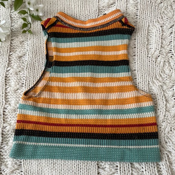 Urban Outfitters UO Cropped Knit Striped Half-Zip Tank Top - Picture 4 of 5